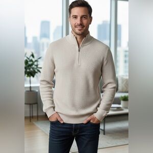 Banana Republic light tan half zipper pullover, excellent condition, size Small